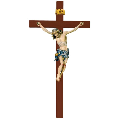 Hand-Carved Crucifix from Val Gardena Wood, Classic Line