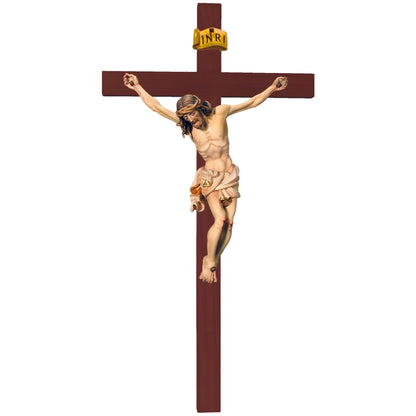 Hand-Carved Crucifix from Val Gardena Wood, Classic Line