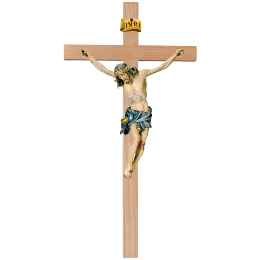 Crucifix Sculpture Christ on the Cross Realistic Hand-Carved in Wood