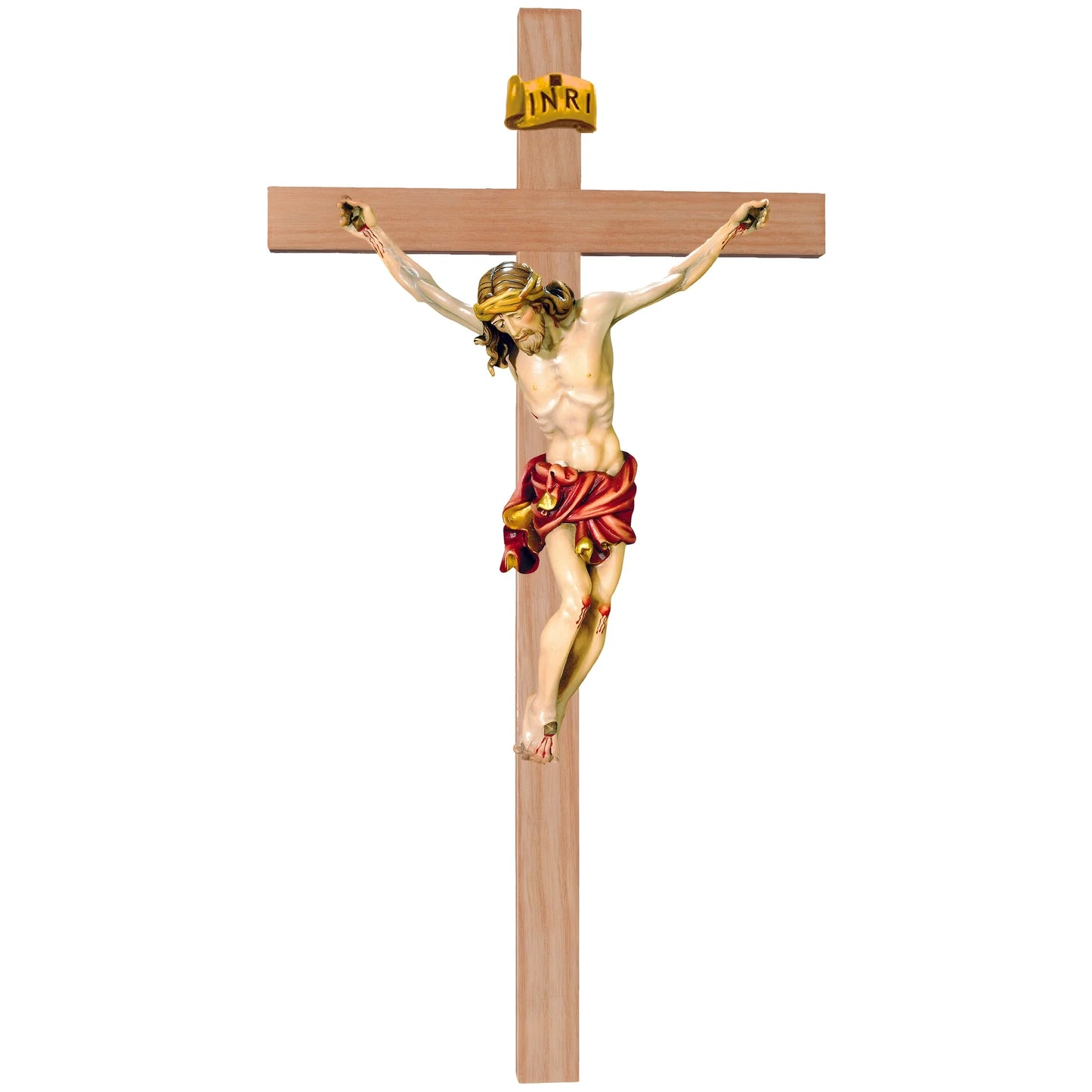 Crucifix Sculpture Christ on the Cross Realistic Hand-Carved in Wood