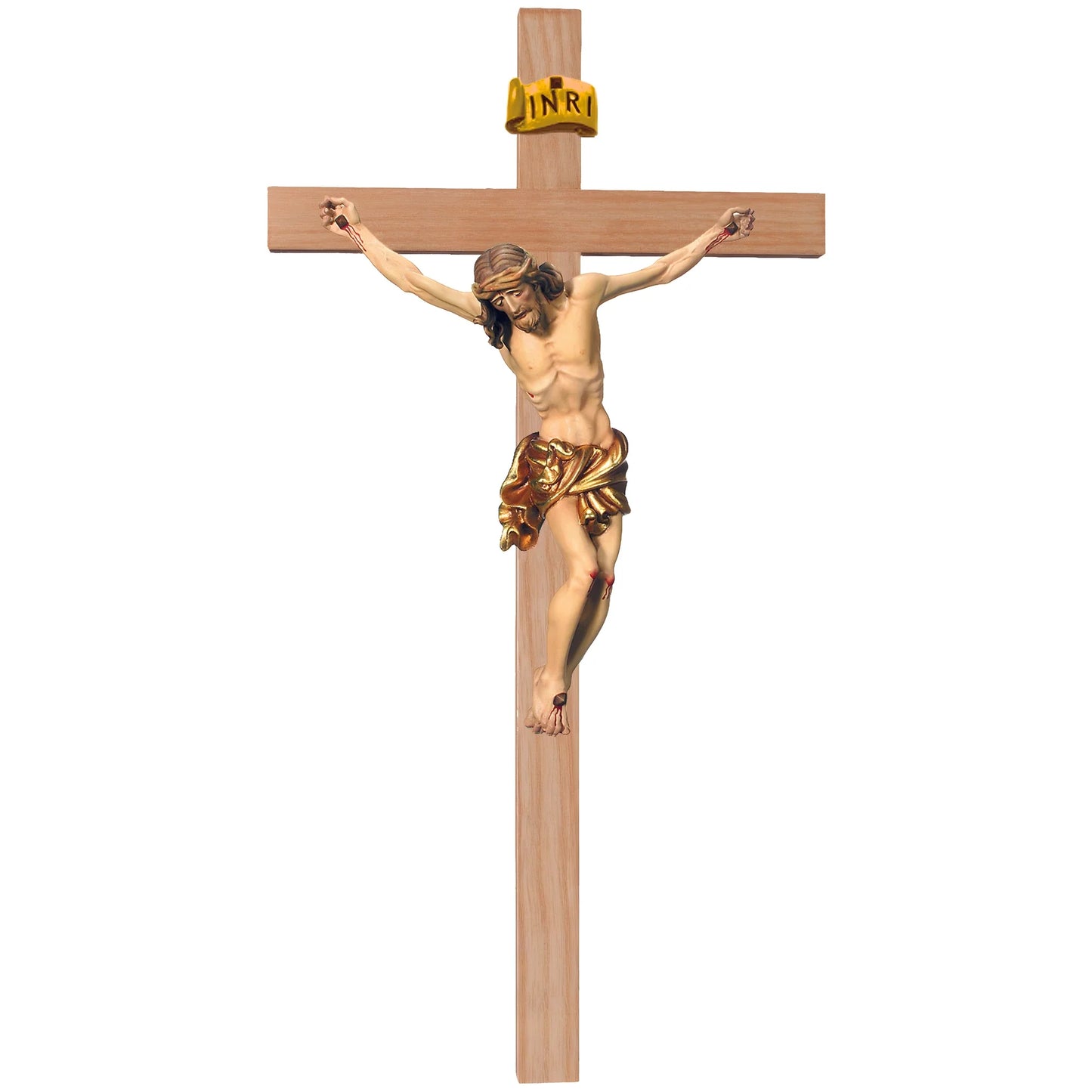 Crucifix Sculpture Christ on the Cross Realistic Hand-Carved in Wood