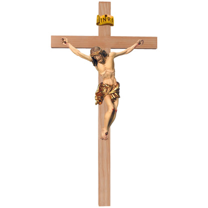 Crucifix Sculpture Christ on the Cross Realistic Hand-Carved in Wood