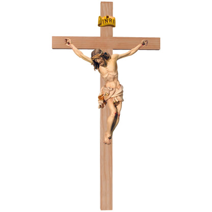 Crucifix Sculpture Christ on the Cross Realistic Hand-Carved in Wood