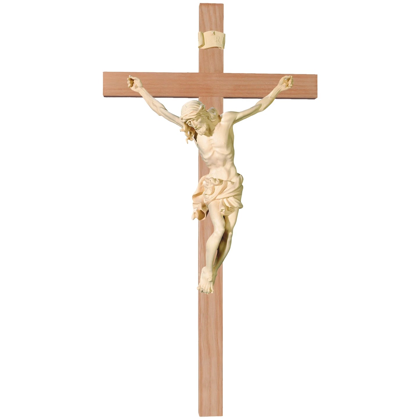 Crucifix Sculpture Christ on the Cross Realistic Hand-Carved in Wood