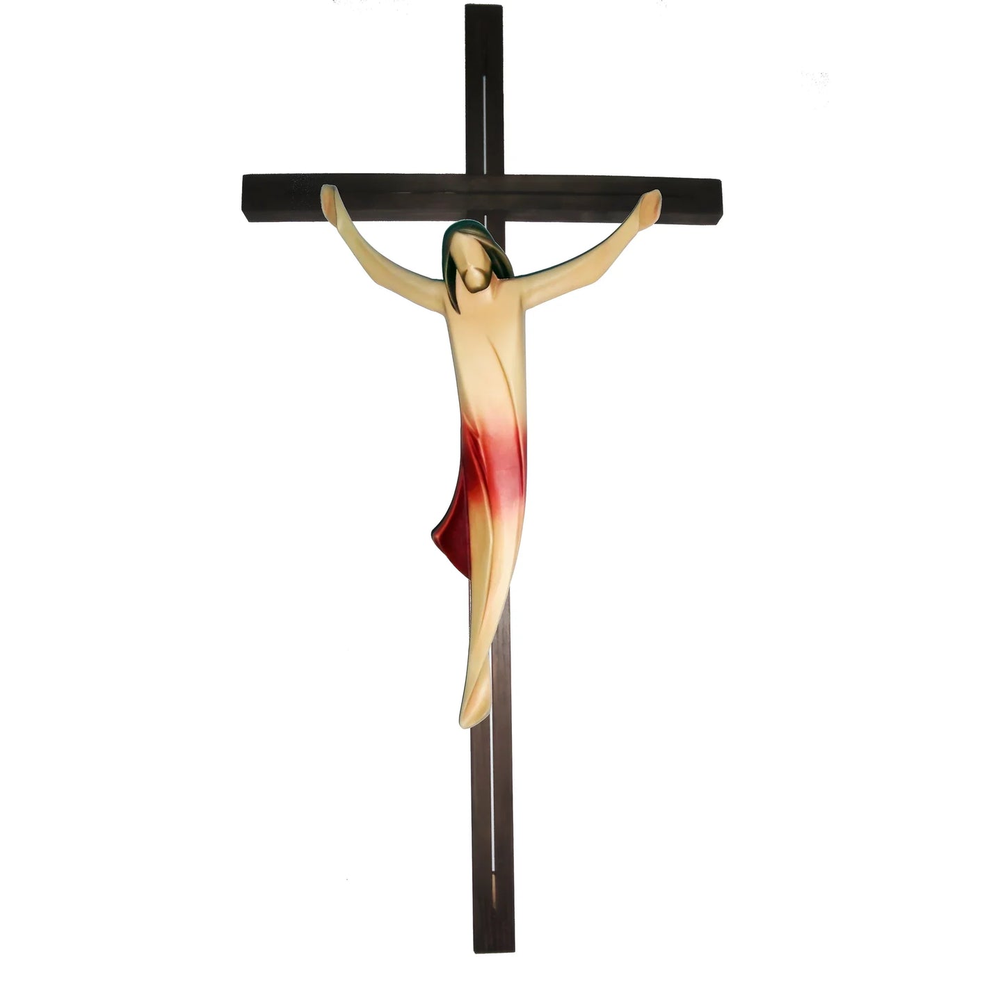 Crucifix Modern Stylized Carved Wood Val Gardena