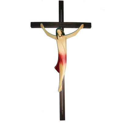 Crucifix Modern Stylized Carved Wood Val Gardena