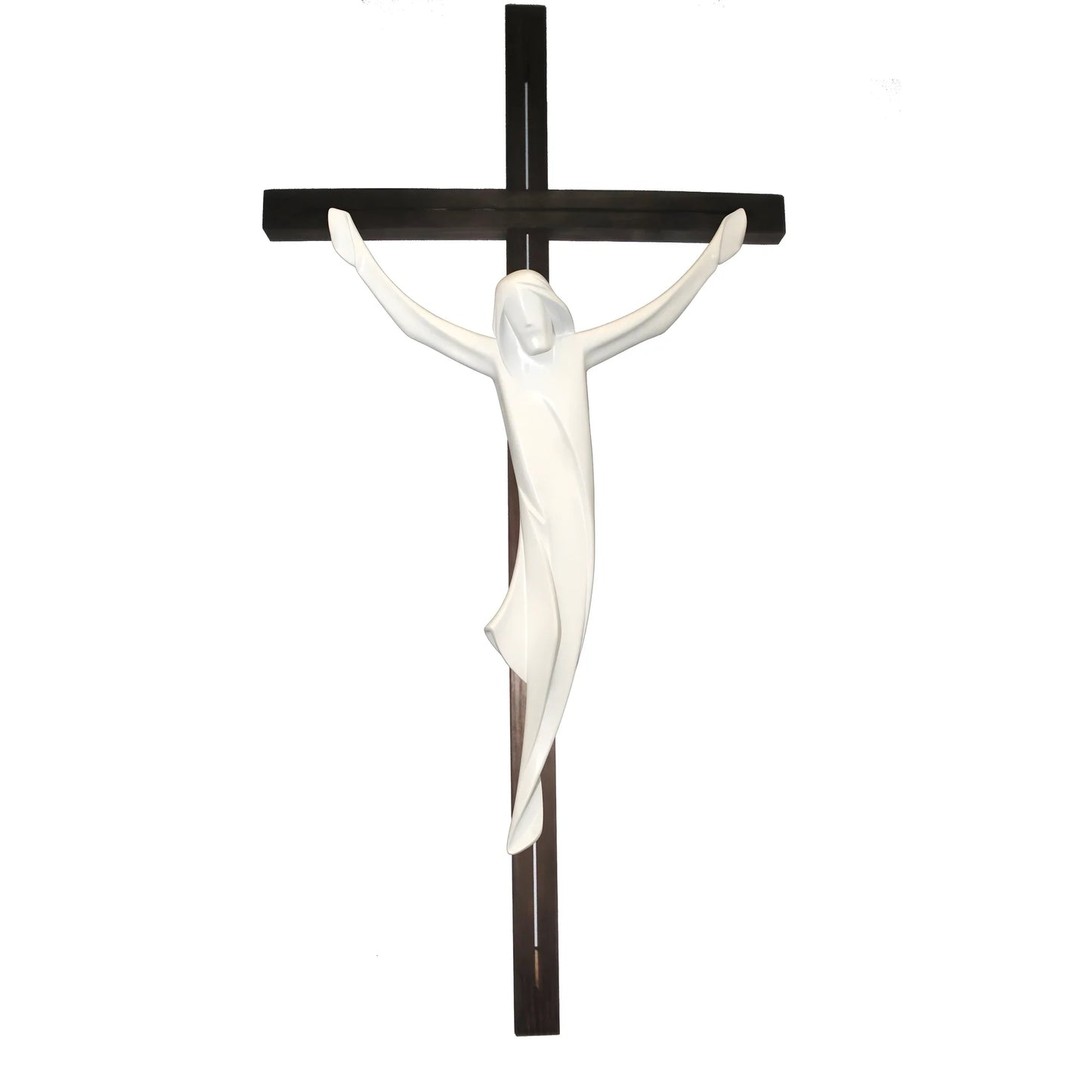 Crucifix Modern Stylized Carved Wood Val Gardena