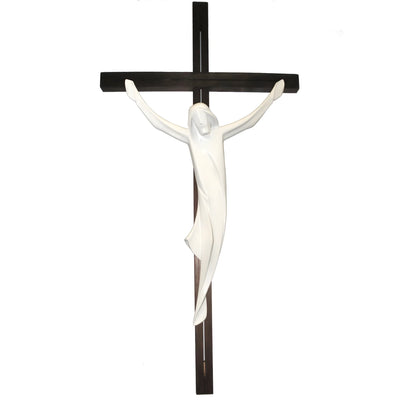 Crucifix Modern Stylized Carved Wood Val Gardena