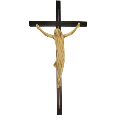 Crucifix Modern Stylized Carved Wood Val Gardena