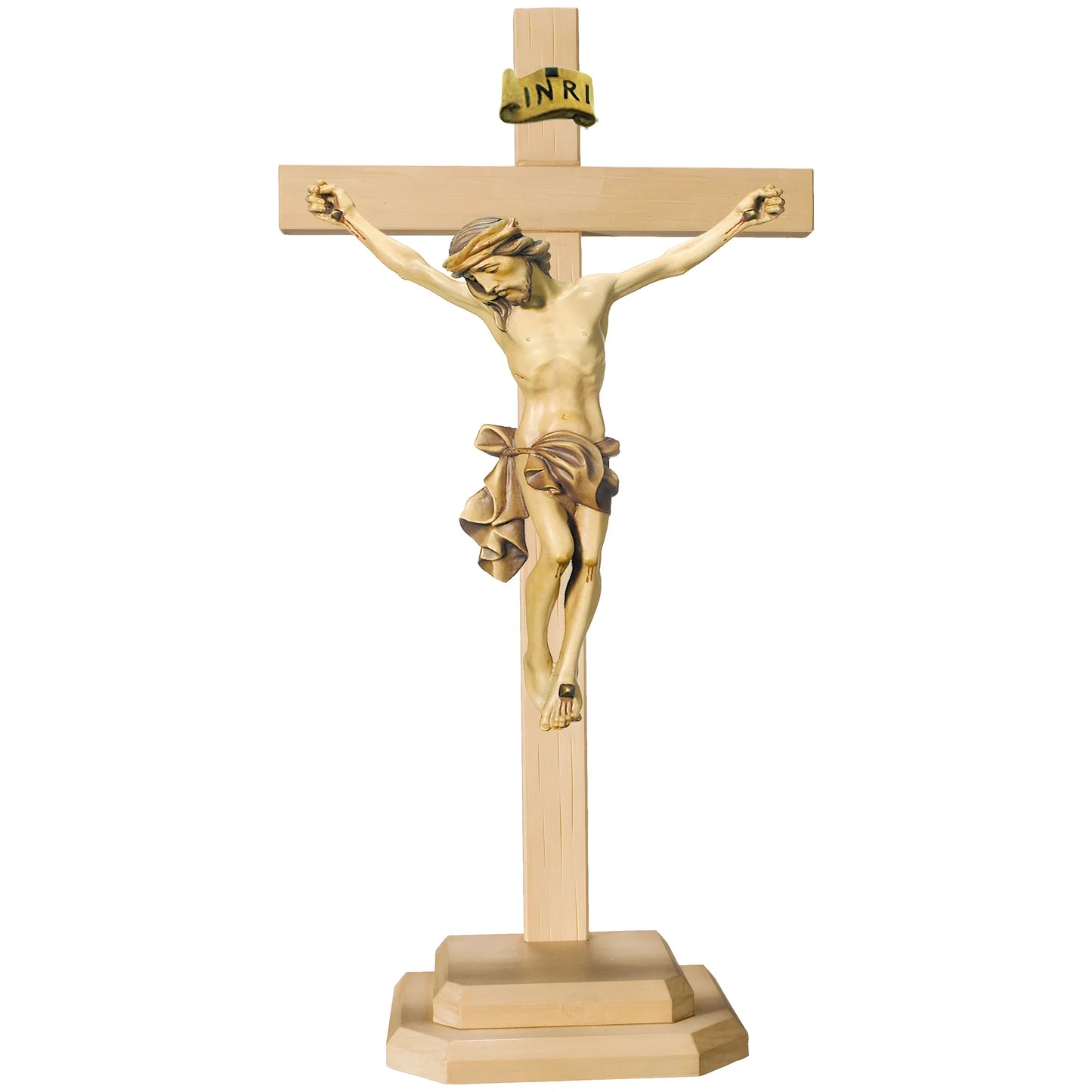 Crucifix with Base Artistic Wood Sculpture Val Gardena