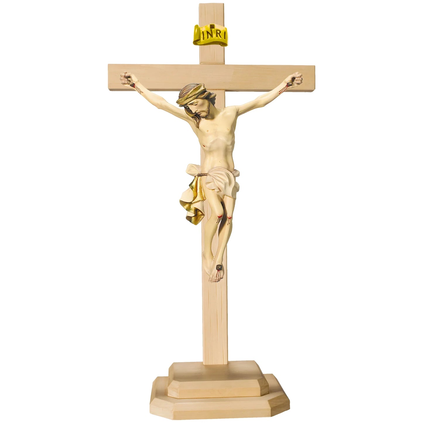 Crucifix with Base Artistic Wood Sculpture Val Gardena