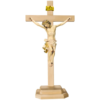 Crucifix with Base Artistic Wood Sculpture Val Gardena