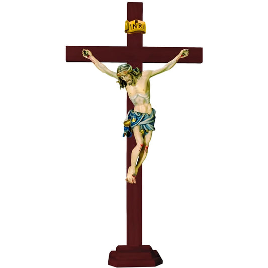 Hand-Carved Wooden Crucifix from Val Gardena