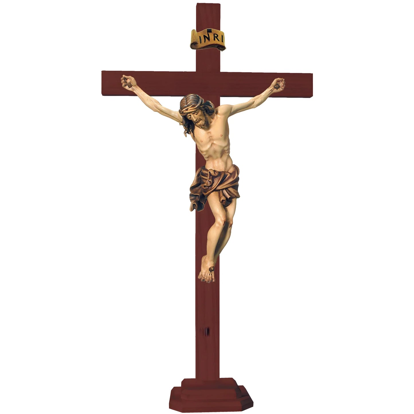 Hand-Carved Wooden Crucifix from Val Gardena