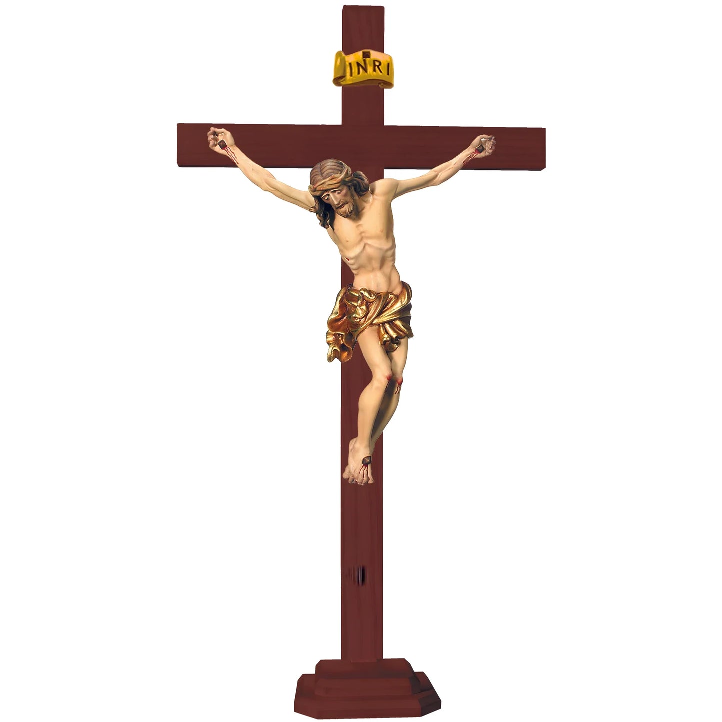 Hand-Carved Wooden Crucifix from Val Gardena