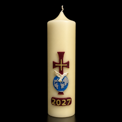 Cross with Dove Home Paschal Candle - 3" x 12"