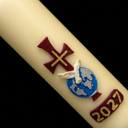 Cross with Dove Home Paschal Candle - 3" x 12"
