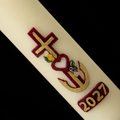Cross with Heart Home Paschal Candle - 3" x 12"