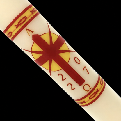 Cross with Radiant Sun and Fish Paschal Candle