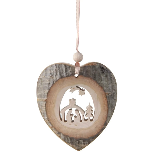 Wooden Hanging Heart in Natural Wood