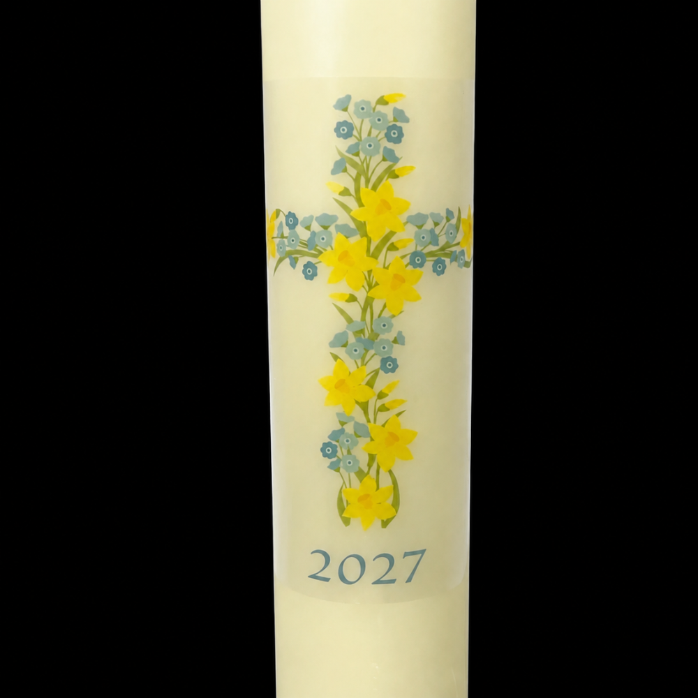 3" x 12" Home Paschal Candle with Daffodil Cross Transfer