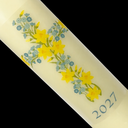 3" x 12" Home Paschal Candle with Daffodil Cross Transfer