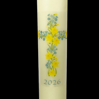3" x 12" Home Paschal Candle with Daffodil Cross Transfer