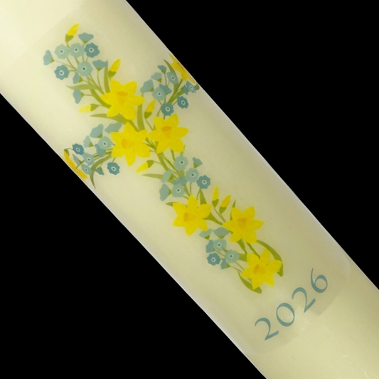 3" x 12" Home Paschal Candle with Daffodil Cross Transfer