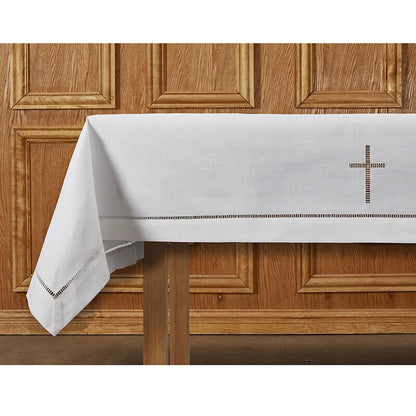 Eyelet Edged with Embroidered Cross Altar Cloth
