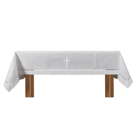 Eyelet Edged with Embroidered Cross Altar Cloth