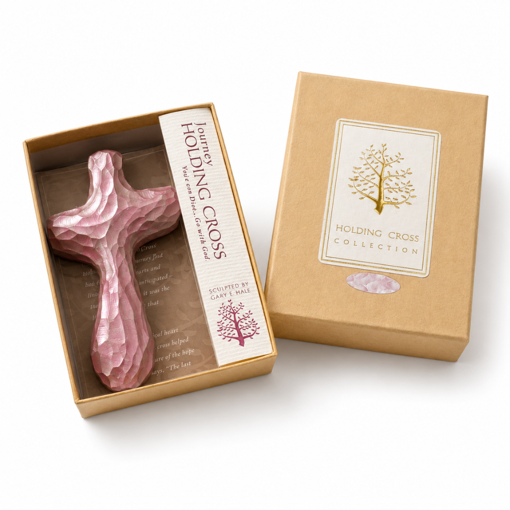 Rose with Pearl Sheen Journey Holding Cross