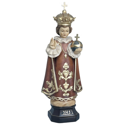Infant Jesus of Prague Polychrome Hand-Carved Wooden Statue