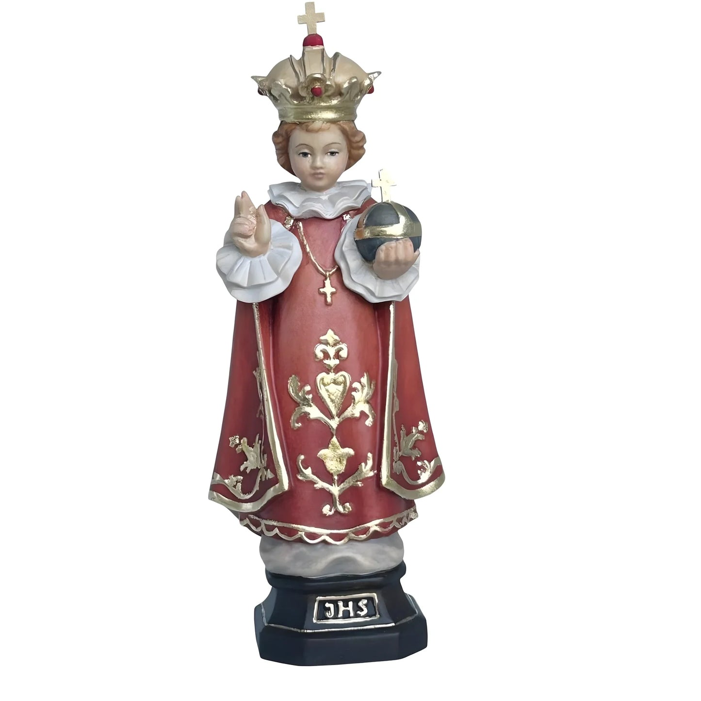 Infant Jesus of Prague Polychrome Hand-Carved Wooden Statue