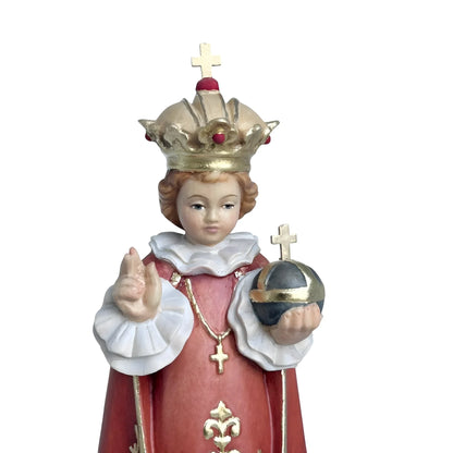Infant Jesus of Prague Polychrome Hand-Carved Wooden Statue
