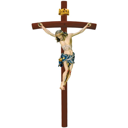 Baroque Crucified Jesus in Handcrafted Wood from Val Gardena