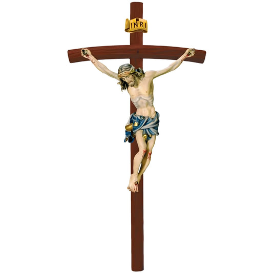 Baroque Crucified Jesus in Handcrafted Wood from Val Gardena