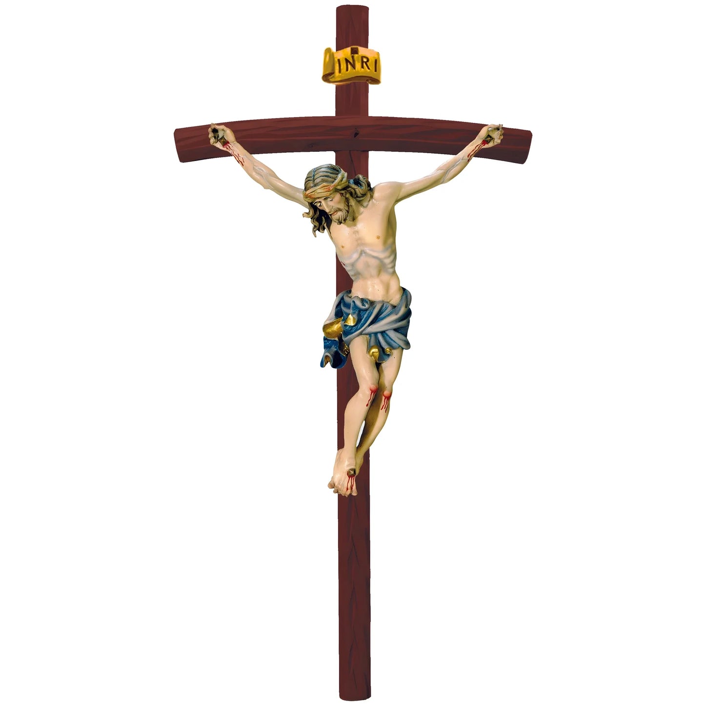 Baroque Crucified Jesus in Handcrafted Wood from Val Gardena