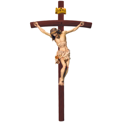 Baroque Crucified Jesus in Handcrafted Wood from Val Gardena