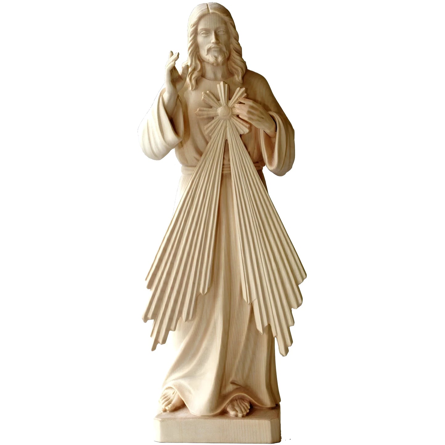 Merciful Jesus in Val Gardena Wood with Rays of Light