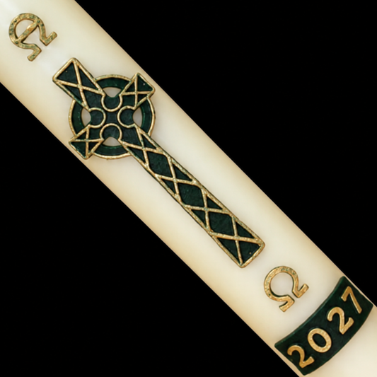 Green Celtic Cross Paschal Candle