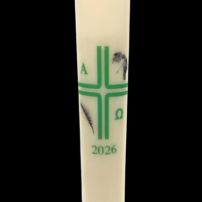 Green Cross with Grapes and Wheat Paschal Candle