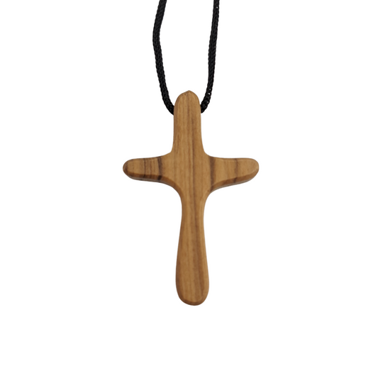 Olive Wood Holding Cross Pendant, Style HLWA36