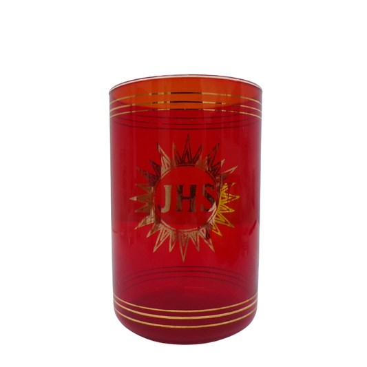 Red Sanctuary Lamp Glass with Gold IHS Emblem