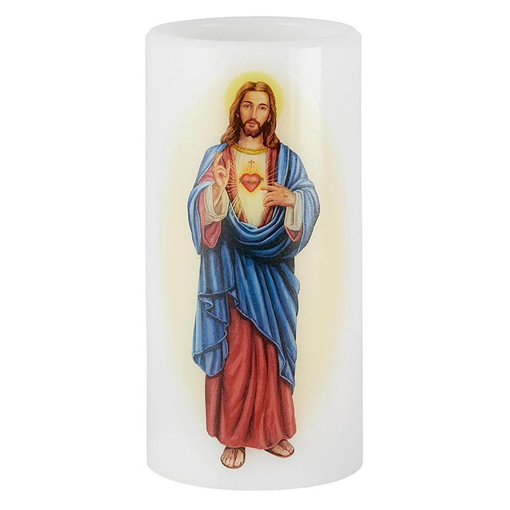 Sacred Heart Flickering Flameless Devotional Candle