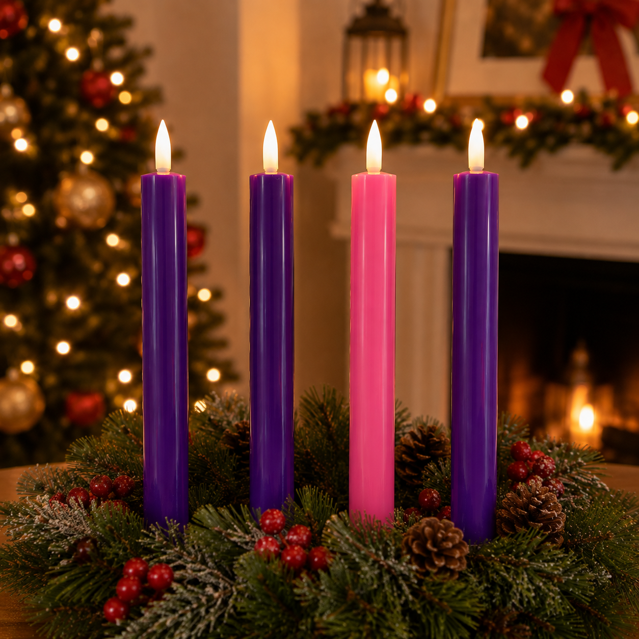 Remote-Control LED Advent Candle Set of 4