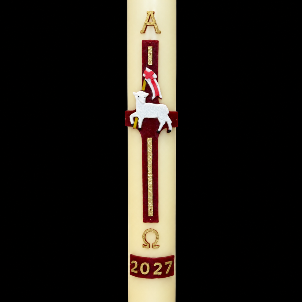Lamb Of God With Flag Paschal Candle