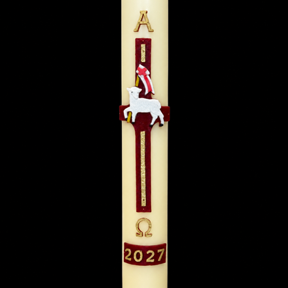 Lamb Of God With Flag Paschal Candle