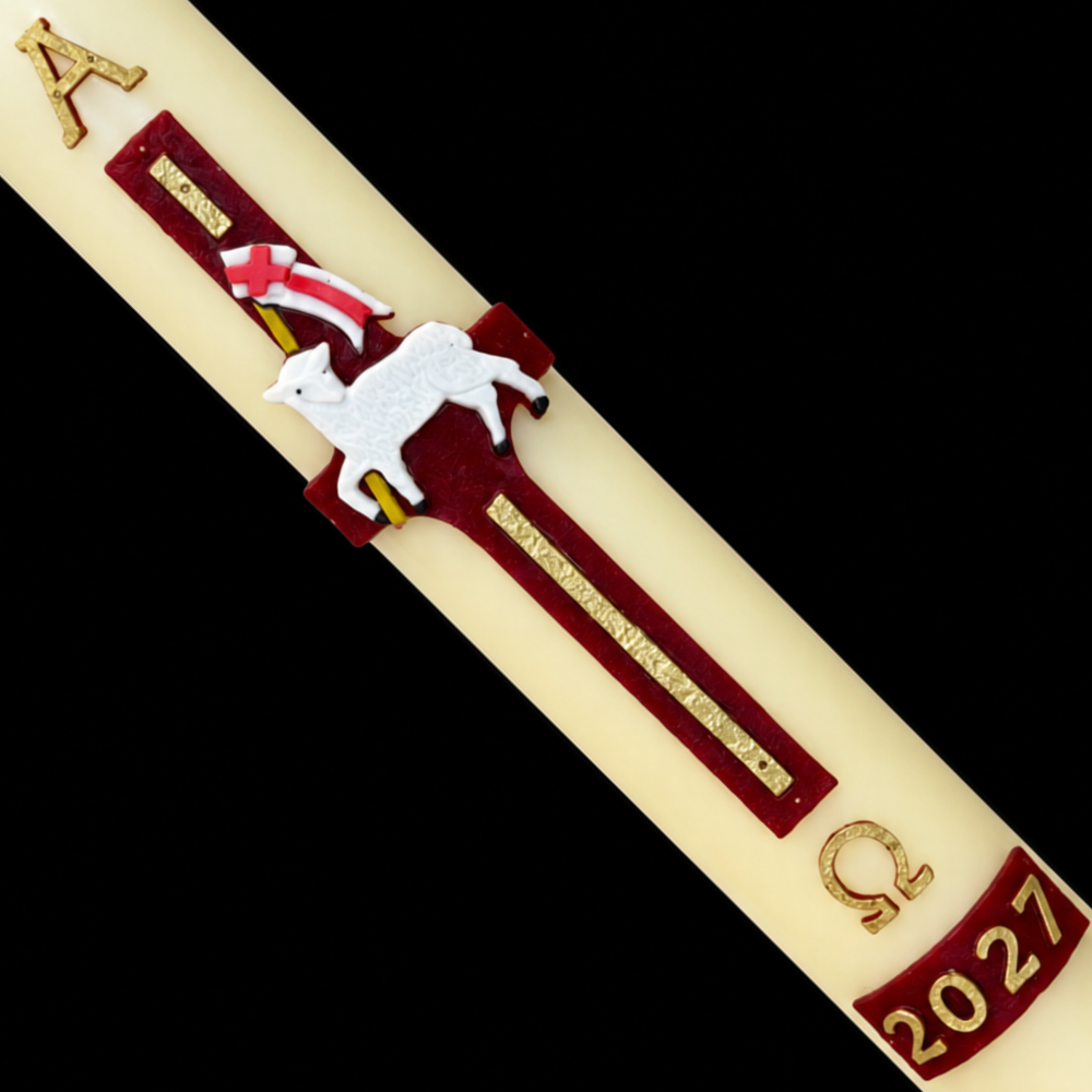 Lamb Of God With Flag Paschal Candle
