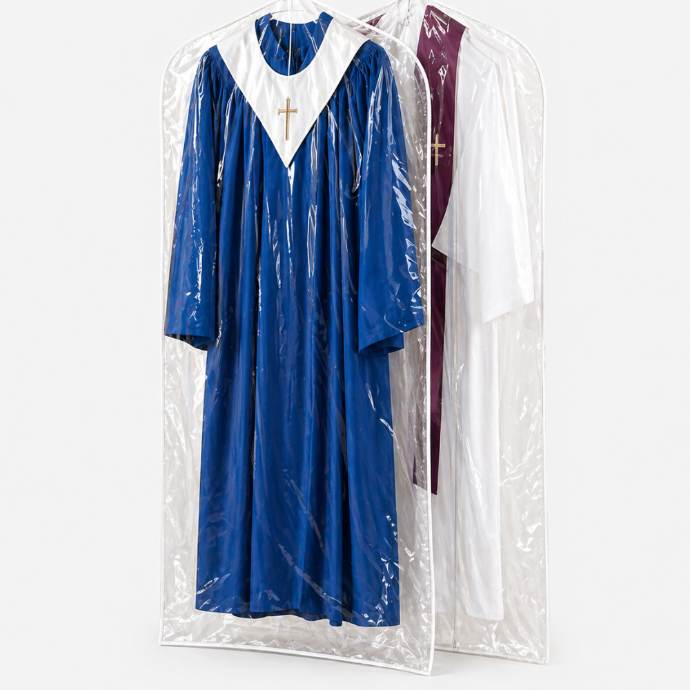 Large Deluxe Clear Vinyl Vestment Bags Pk of 2