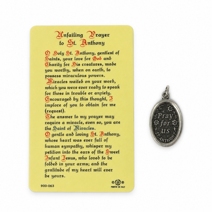 St Anthony Pendant with Prayer Card